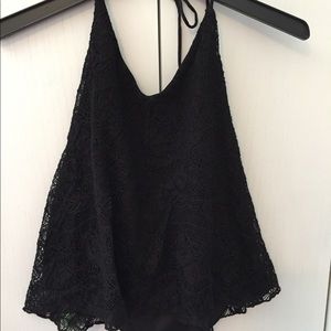 Black Lace Halter Top